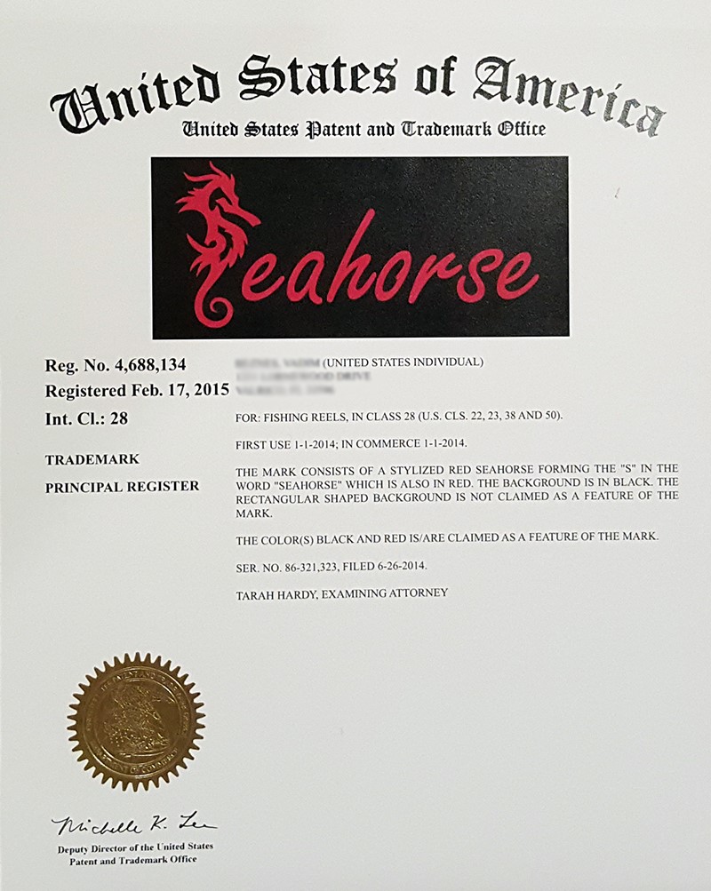 USPTO approves SEAHORSE as a registered trademark